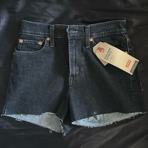Levi’s black high-rise denim shorts, size 2|W26